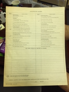 School Reading List circa 1930s